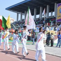 Students participating in Bihar Eklavya Khel Parade, NEPS, Patna, 2025