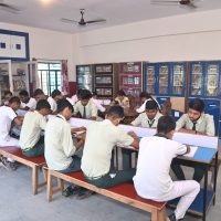 Students reading books in the school library, NEPS, Patna, 2025