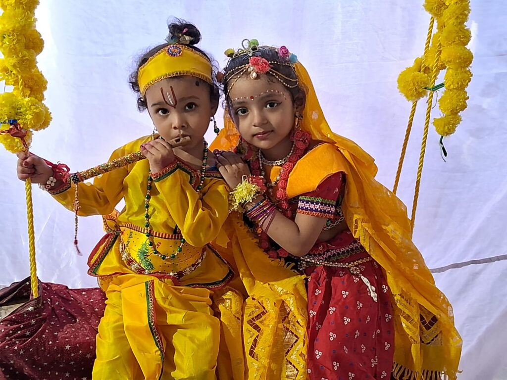 Students performing during Janmashtami celebration at NEPS Patna