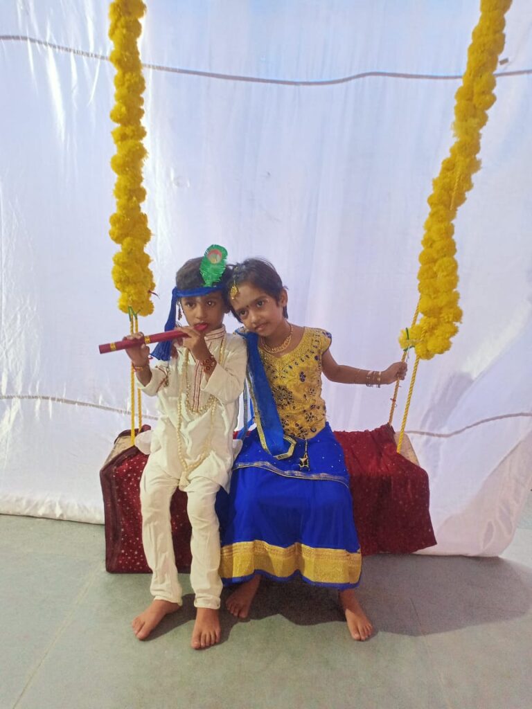 Students participating in Janmashtami celebration at NEPS Patna