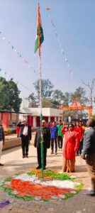 Principal hosting Republic Day celebration at NEPS Patna, 2025
